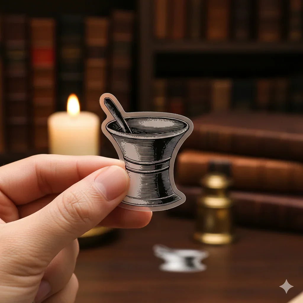 Dark Academia apothecary potion label sticker pack with 50 matte PVC waterproof vintage stickers, assorted 4 to 6 cm designs