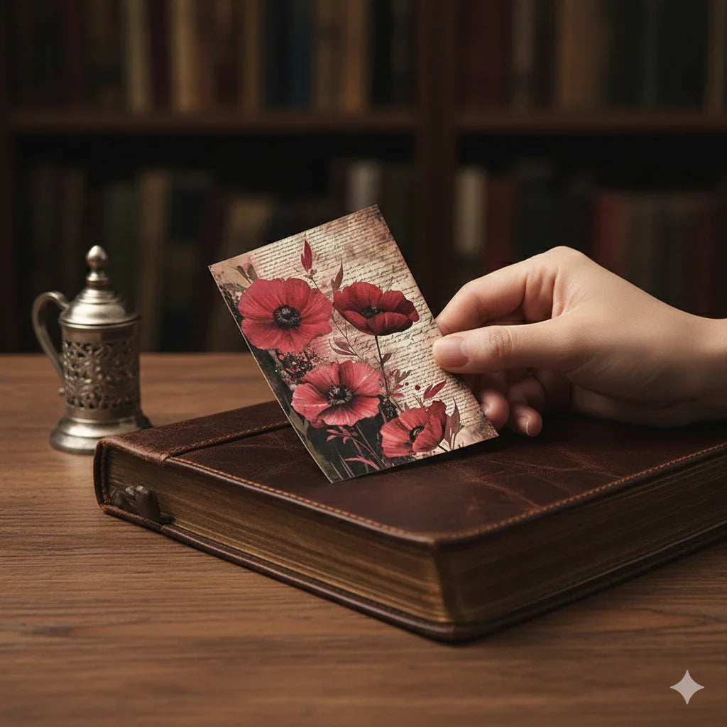 Dark Academia Crimson Melody journaling paper pack with vintage roses and antique frame ephemera, 32 sheets, 87x124mm