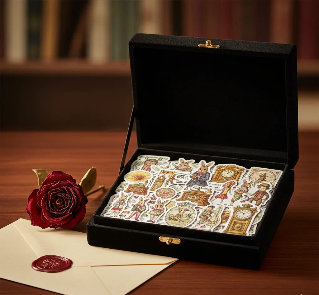 Dark Academia vintage ephemera PET sticker pack with 50 assorted collage and journaling stickers, 4 to 6 cm pieces