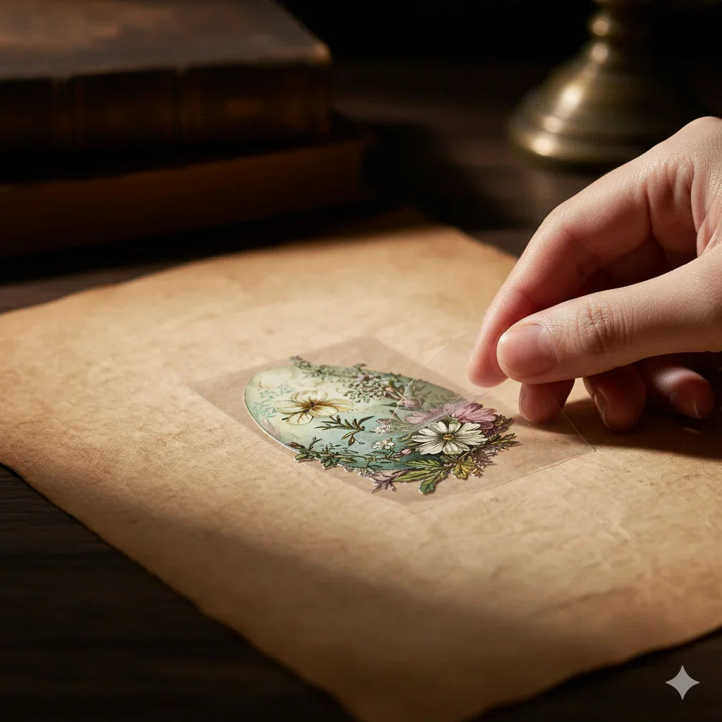 Dark Academia vintage ephemera PET sticker pack with 50 assorted collage and journaling stickers, 4 to 6 cm pieces